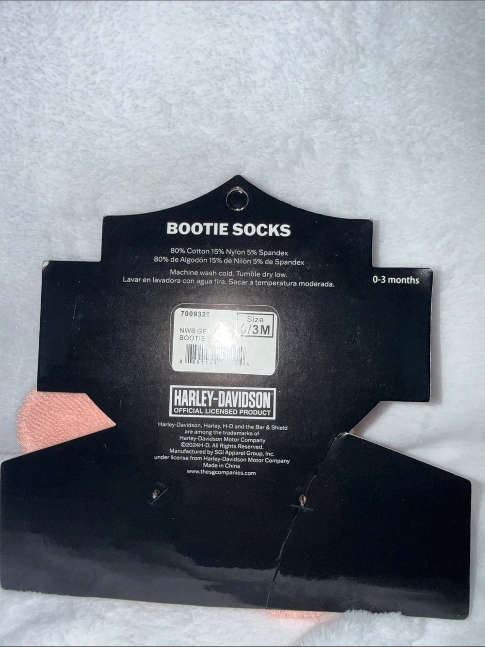 Harley-Davidson Peach Pink Baby Booties with Logo Patch